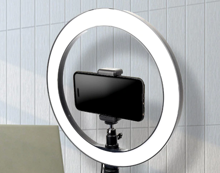 LED ring light on display